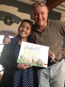Mr. Marie with Nannie and her painting. I love his look of fatherly pride!