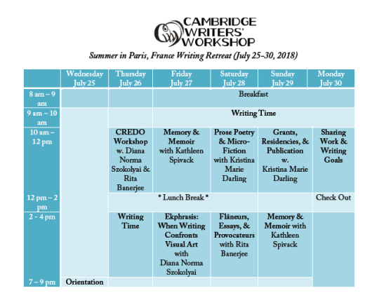 CWW-Paris2018Schedule